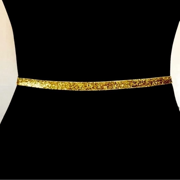 Macys Slim Metallic Belt, Metallic Glitter Leather Bond M - Picture 1 of 5